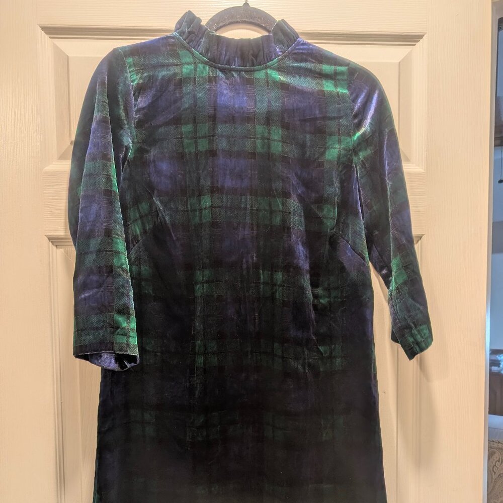 Talbot's 10P velvet plaid dress NWT